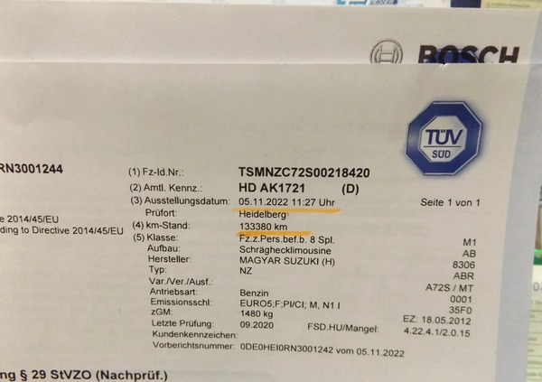 Suzuki Swift cena 23499 przebieg: 143979, rok produkcji 2012 z Czersk małe 631